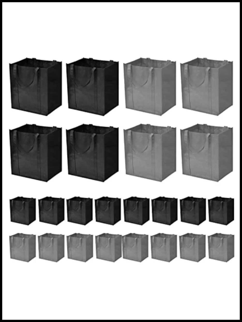 24-Pack Reusable Grocery Bags Large Heavy Duty Foldable Tote Bags